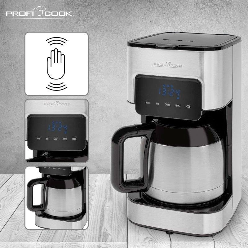 Kaffeemaschine Filter ProfiCook KA 1191 1,2L 900W Thermokanne Touch Timer
