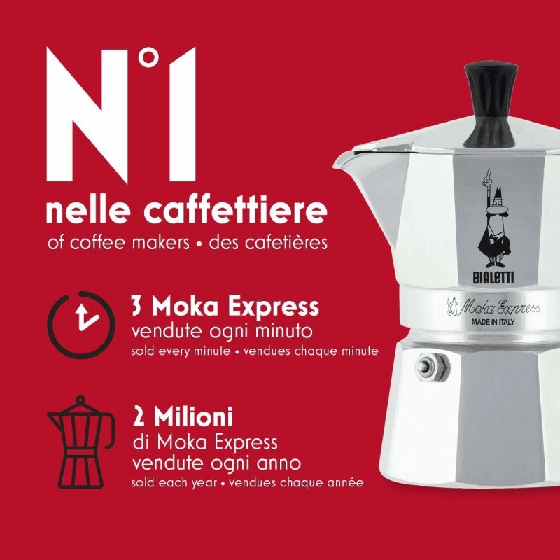 Kaffeekocher Moka Italiana Bialetti Moka Express 1 Tasse Aluminium Schwarz