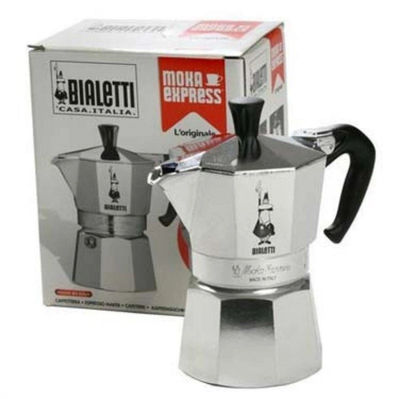Cafetera Italiana Bialetti Moka Express 0,55 L 9 Tazas Aluminio Negro Plata