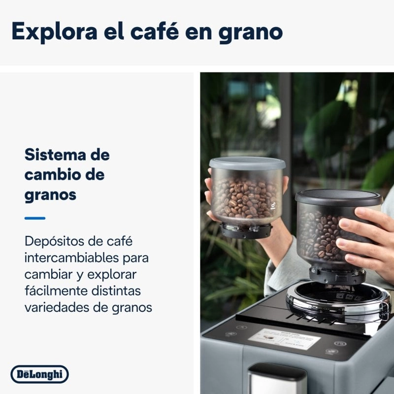 DeLonghi Rivelia Kaffeevollautomat mit Milchtank, 19 Riegel, grau