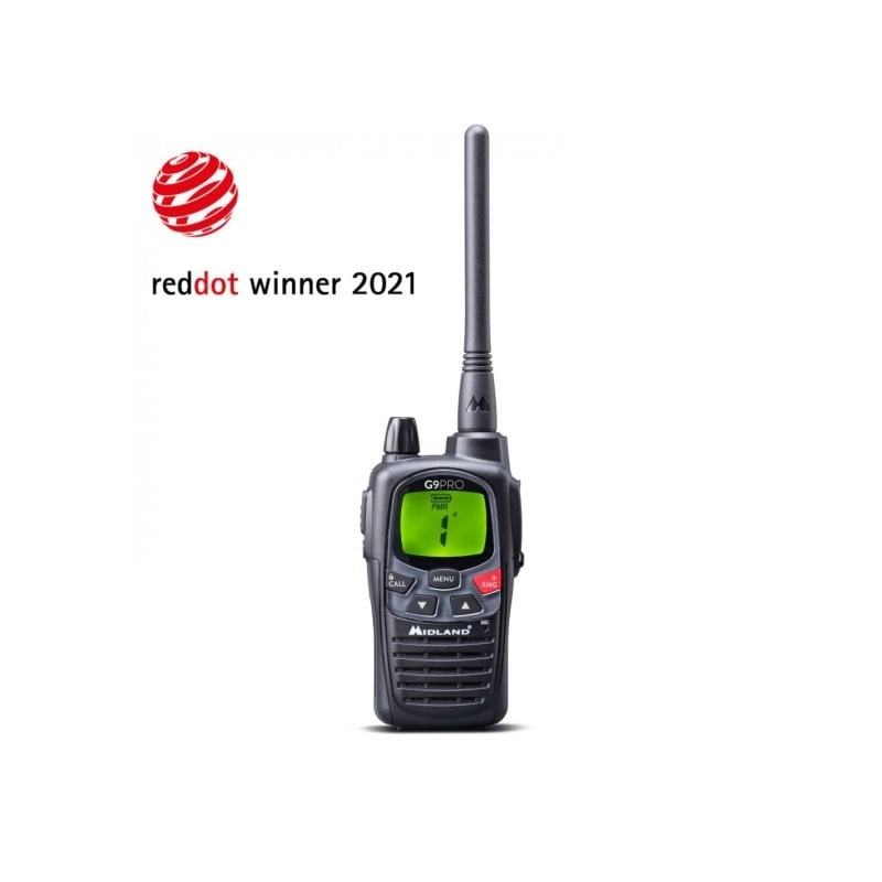 Midland G9 Pro Walkie-Talkie, Dualband, Reichweite 10 km, Schwarz