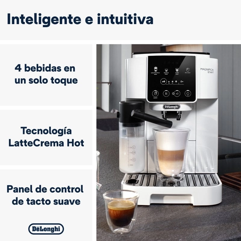 DeLonghi Magnifica Start ECAM220.61.W Superautomatische Kaffeemaschine mit Mahlwerk, 15 Riegel, Weiß
