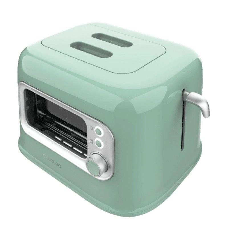 Toaster Cecotec RetroVision Green 700W 2 breite Schlitze Sichtfenster Retro-Design