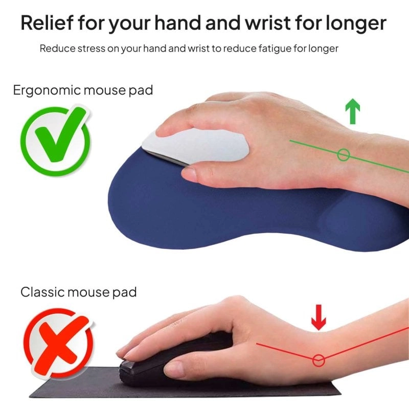 Ociodual Mauspad mit Gel-Handgelenkauflage, ergonomisch, dunkelblau