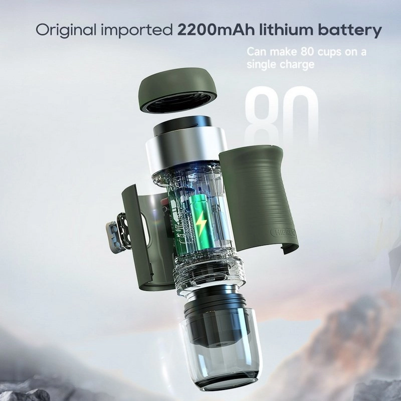 HiBREW H4B – kabellose, tragbare Kaffeemaschine mit wiederaufladbarem 2200-mAh-Akku, Grün