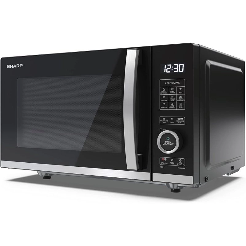 Sharp YC-QG204AE-B Mikrowelle mit Grill, 20 l, 800 W, schwarz