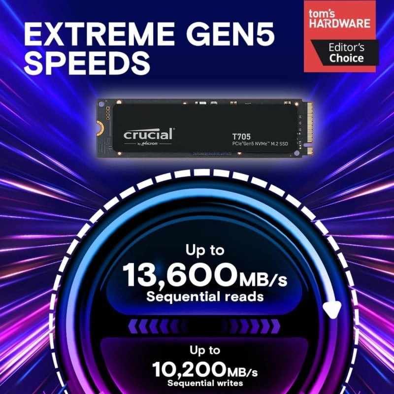 Crucial® T705 2 TB PCIe Gen5 NVMe M.2 SSD