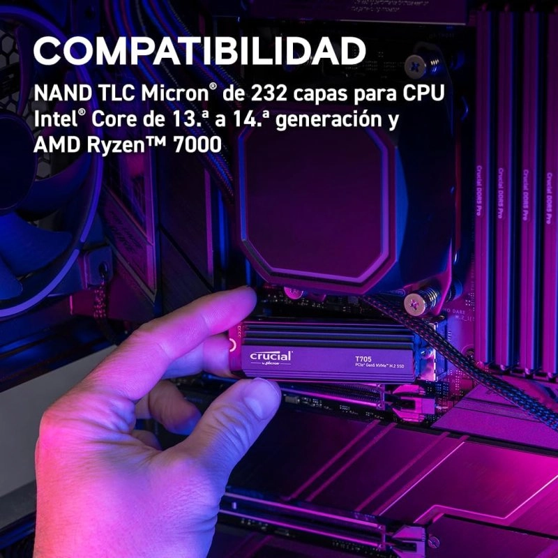 Crucial® T705 1 TB SSD PCIe Gen5 NVMe M.2 Kühlkörper