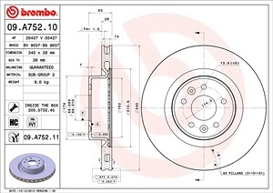 BREMBO Bremsscheibe 09.A752.11 Bremsscheiben,Scheibenbremsen RENAULT,MEGANE III Coupe (DZ0/1_)