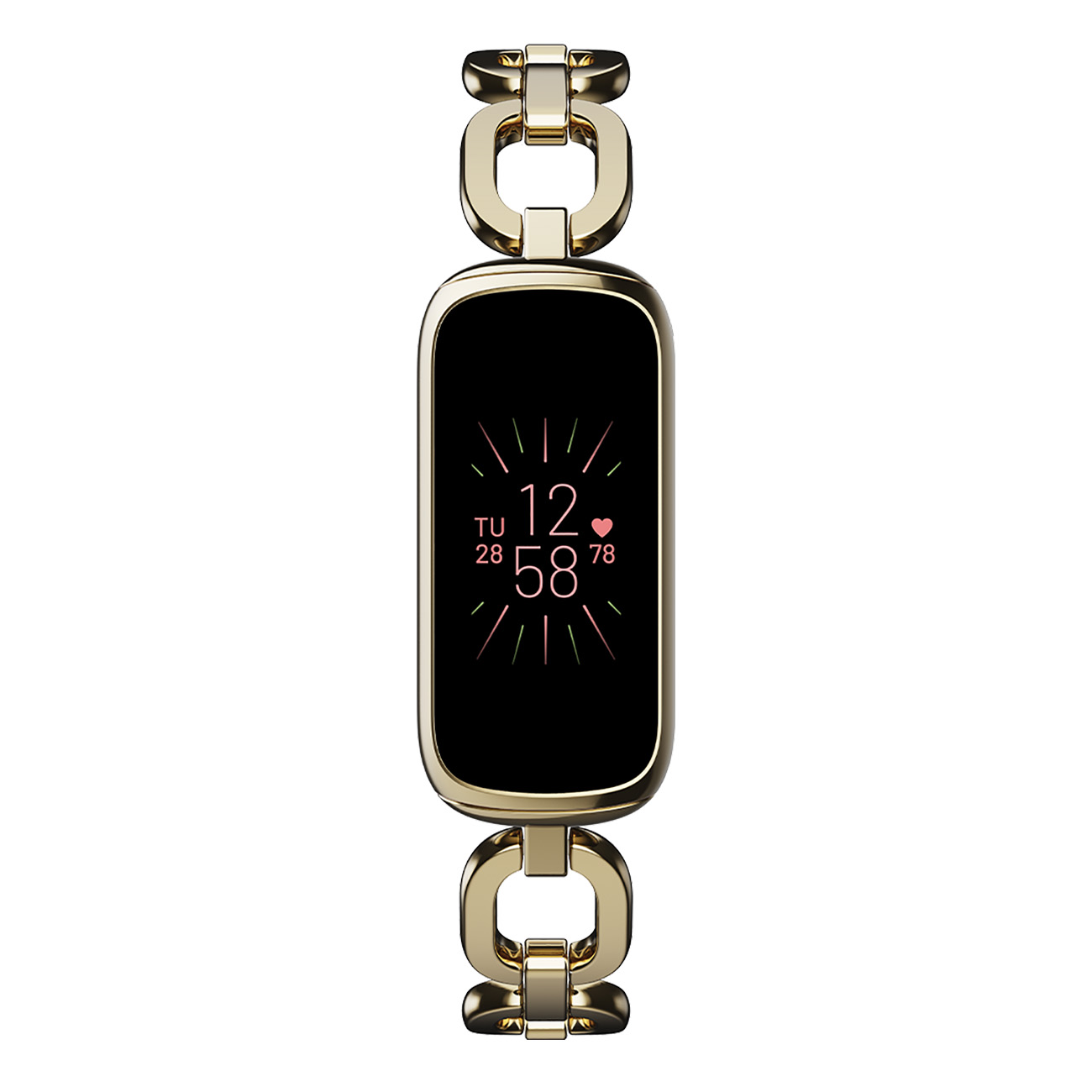 FitBit Luxe Special Edition | Gorjana Kettenarmband Parker Edelstahl Softgold | AMOLED | GPS | kontinuierliche Herzfrequenz Messung | Stressmanagement