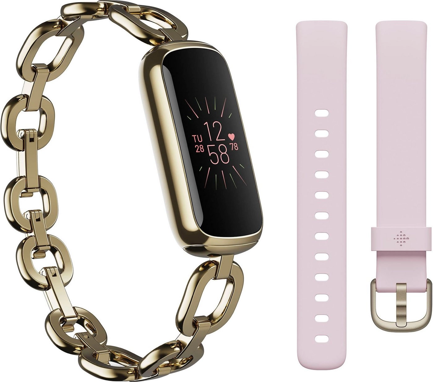 FitBit Luxe Special Edition | Gorjana Kettenarmband Parker Edelstahl Softgold | AMOLED | GPS | kontinuierliche Herzfrequenz Messung | Stressmanagement