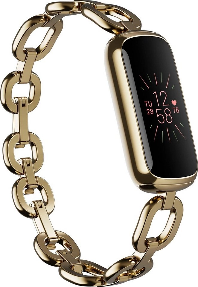 FitBit Luxe Special Edition | Gorjana Kettenarmband Parker Edelstahl Softgold | AMOLED | GPS | kontinuierliche Herzfrequenz Messung | Stressmanagement