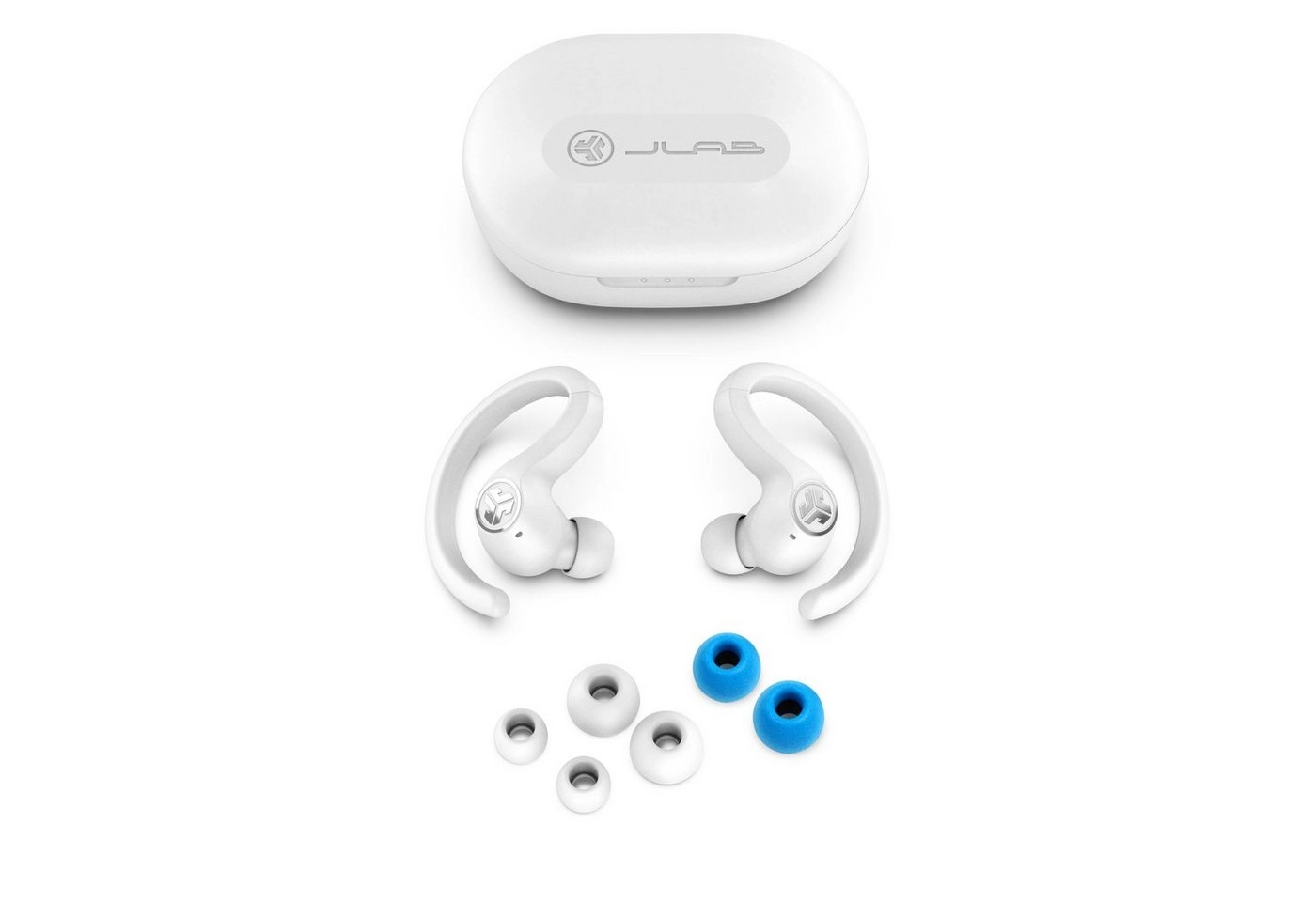 JBuds Air Sport True Wireless Earbuds Weiß | Bluetoothkopfhörer | Ladeetui | 35+ Std. | IP66 Schweißbeständig | JLab Balance | JLab Signature | JLab Bassboost