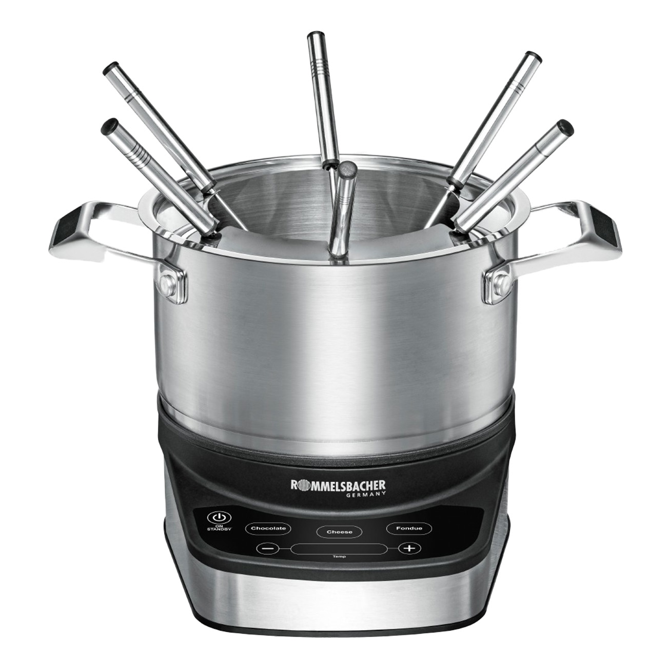 ROMMELSBACHER F 1200 Fondue schwarz | 6 Personen |Edelstahl | Tasten | 1200 Watt