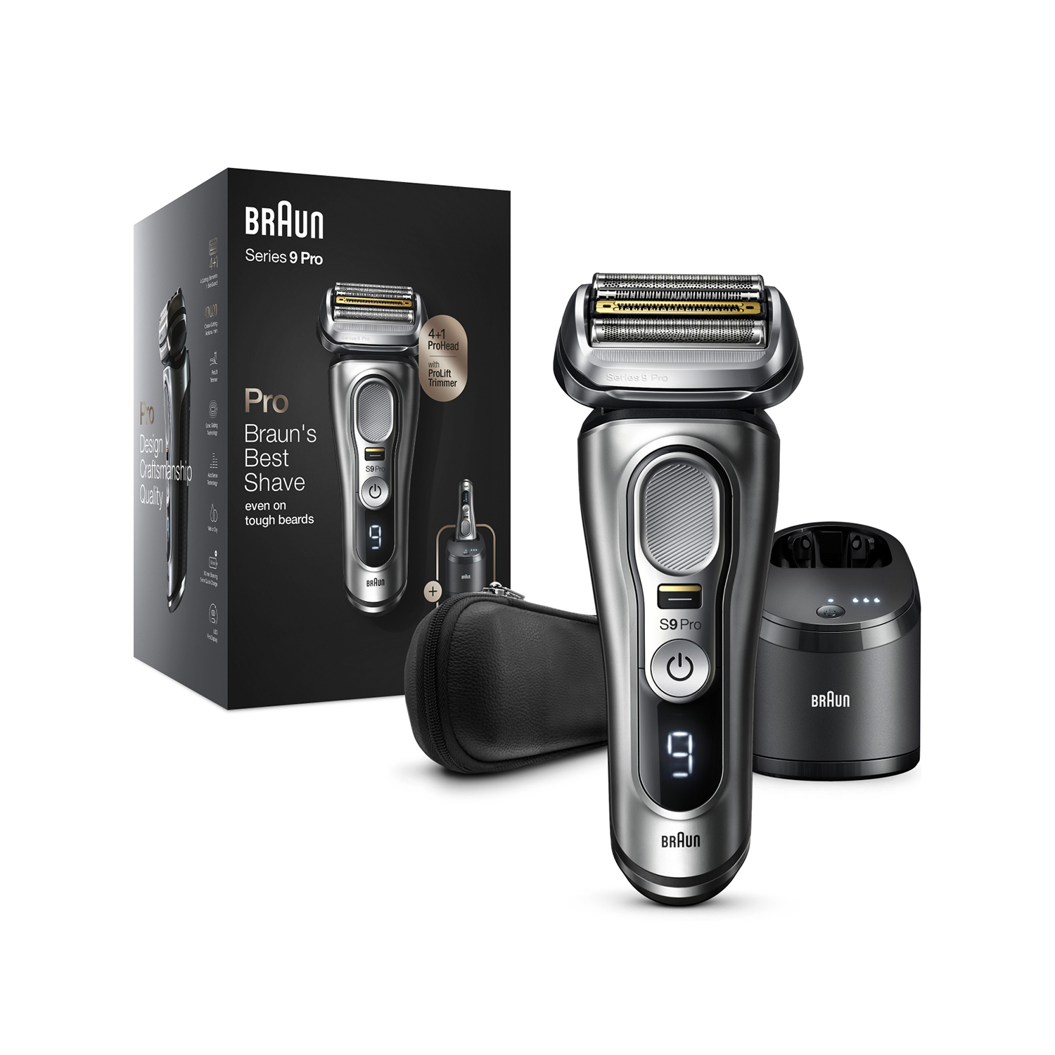 Braun Series 9 9467cc | Rasierer | Nass und Trockenrasierer | Ladestation | Active Quattro Head | Folienschaber | Schwarz, Grau