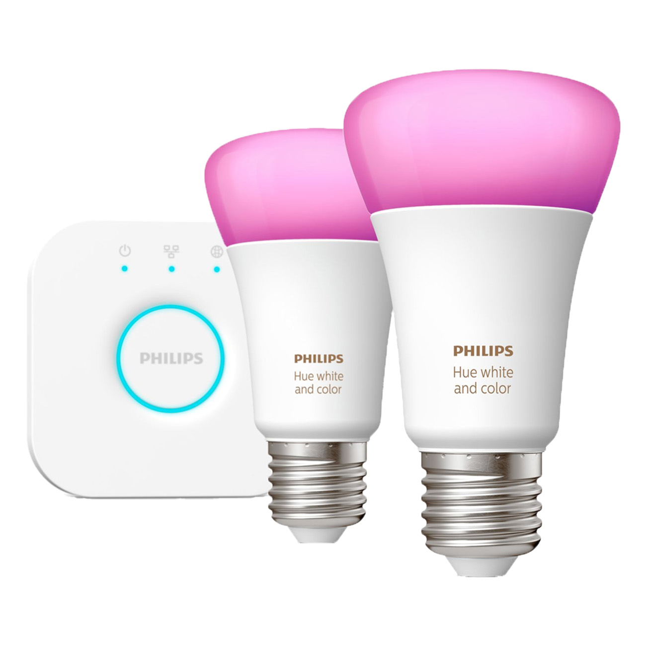 Philips Hue Bluetooth White & Color Ambiance LED | E27 | 75Watt | 800lm | Doppelpack inkl. Bridge