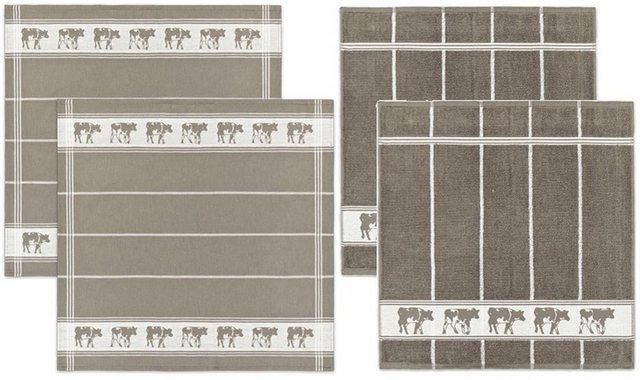 DDDDD Geschirrtuch »Zwart Bont«, (Set, 4-tlg), Combiset: bestehend aus 2 Küchentücher & 2 Geschirrtücher