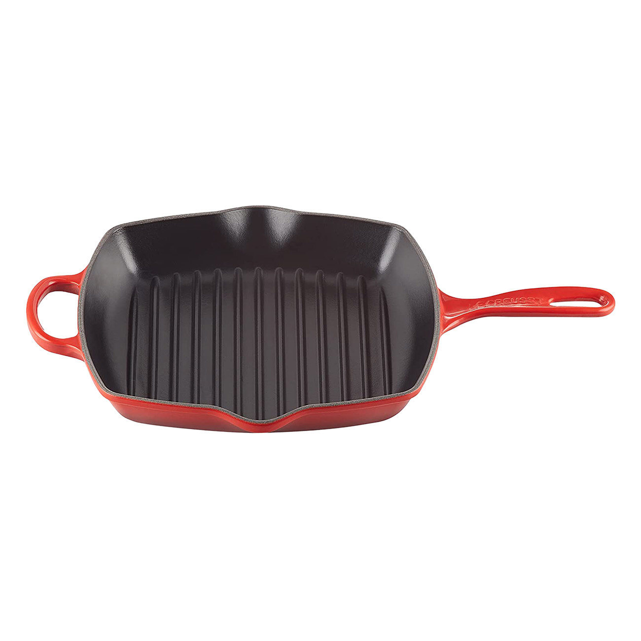 Le Creuset Signature Gusseisen-Steakgrillpfanne Quadratisch 26cm Kirschrot | emaillierte Innenseite | Hohe Rippen | alle Herdarten | Spülmaschinenfest | Eisen