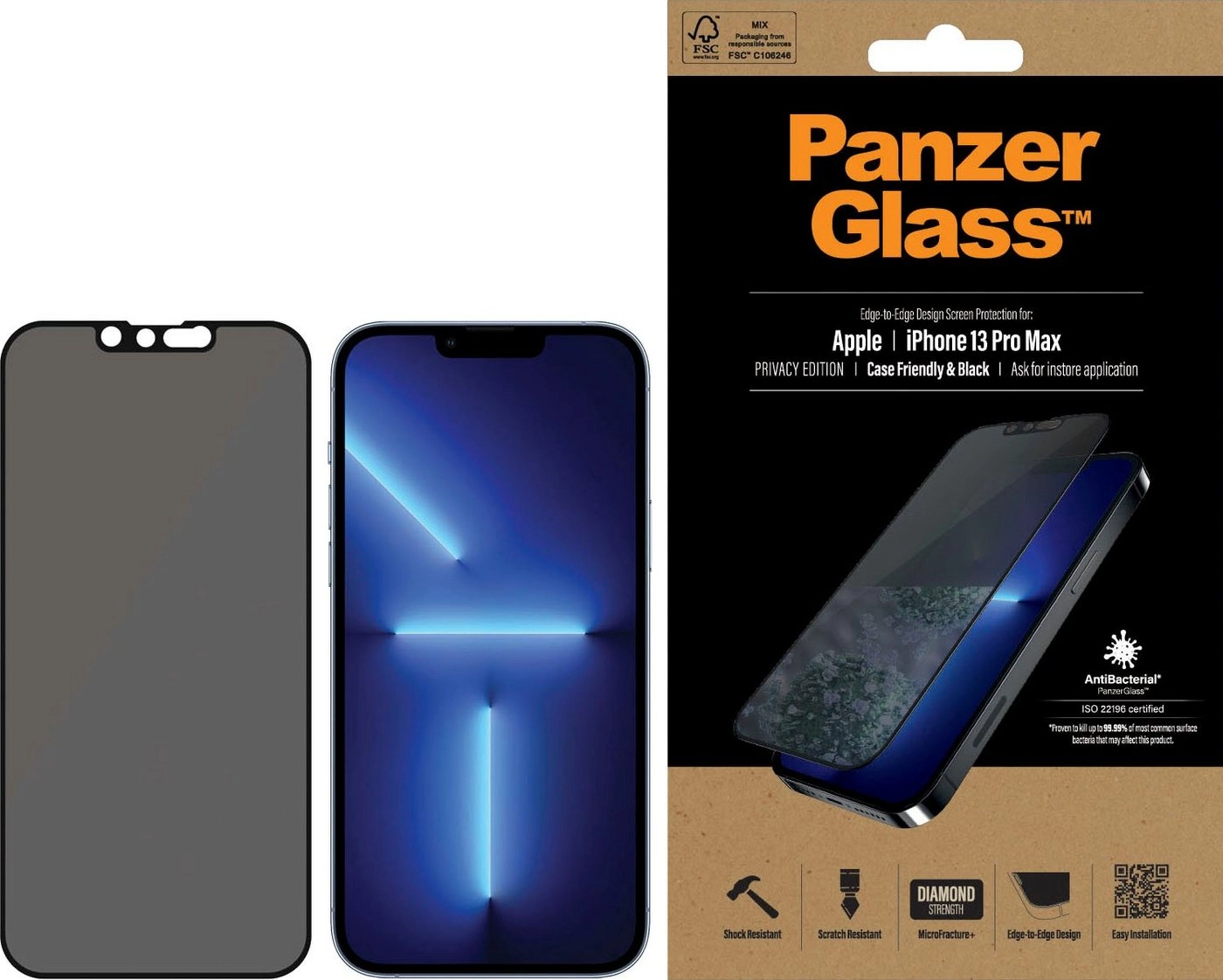 PanzerGlass »PanzerGlass E2E Privicy CF für iPhone 13 Pro Max«, Displayschutzfolie