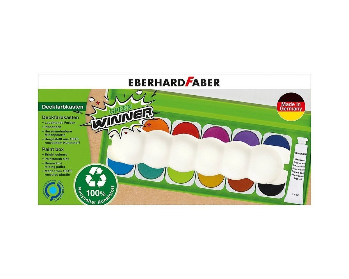 Eberhardt Faber Deckfarbkasten 12 auswechselbare Farben mit transparenter Deckel
