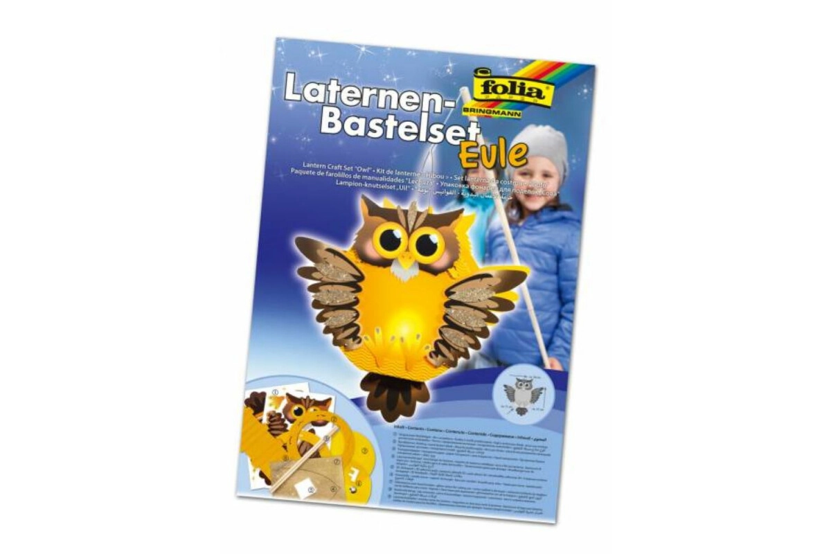 Folia Laternen-Bastelset Eule für Kinderumzüge ca. 34x37x11cm