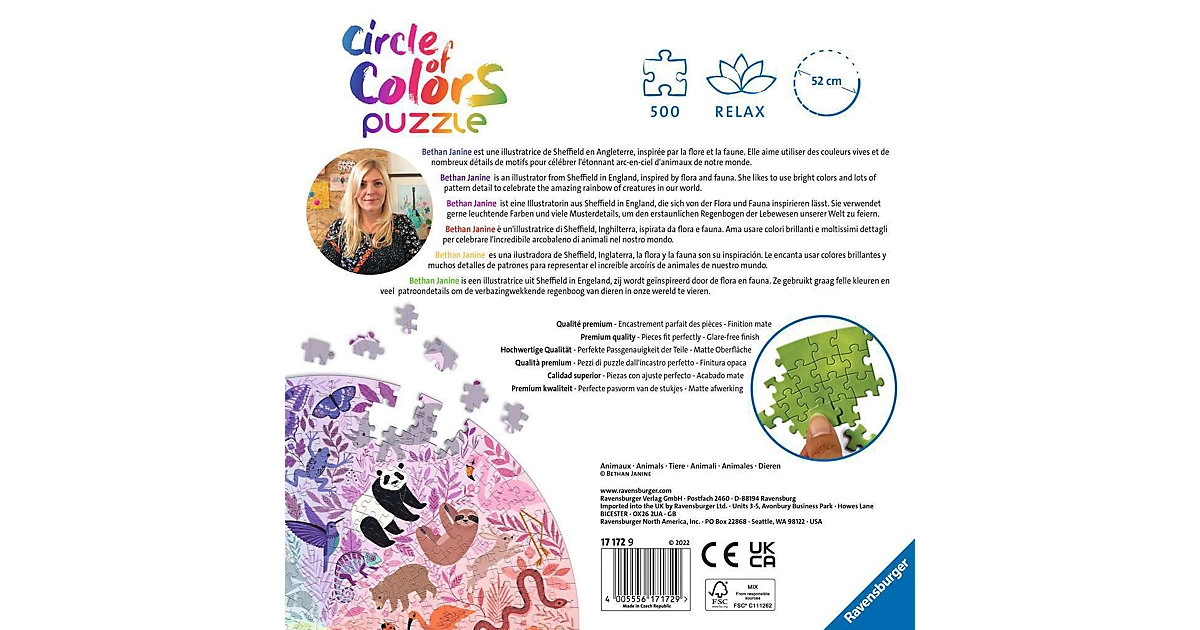 Ravensburger Puzzle 17172 Circle of Colors -Animals 500 Teile