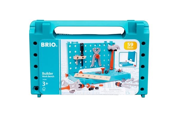 BRIO Builder 34596 Werkbank-Koffer - Perfektes Einstiegs-Set für kleine Handwerker