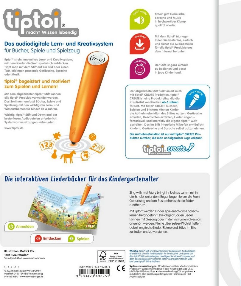 Ravensburger tiptoi® Meine schönsten englischen Kinderlieder