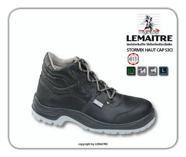 LEMAITRE »Lemaitre Sicherheitsschuh STORMIX HAUT CAP, S3 CI, Halbschuh Rindnarbenleder Mesh-Innenfutter PU-getränkte Lederkappe Stahlkappe Stahlsohle 2-Schicht-PU-Sohle Größen: 36 - 48« Sicherheitsschuh