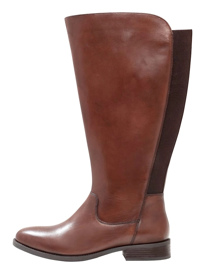 Sheego »Weitschaftstiefel« Weitschaftstiefel aus Leder, mit Stretcheinsatz