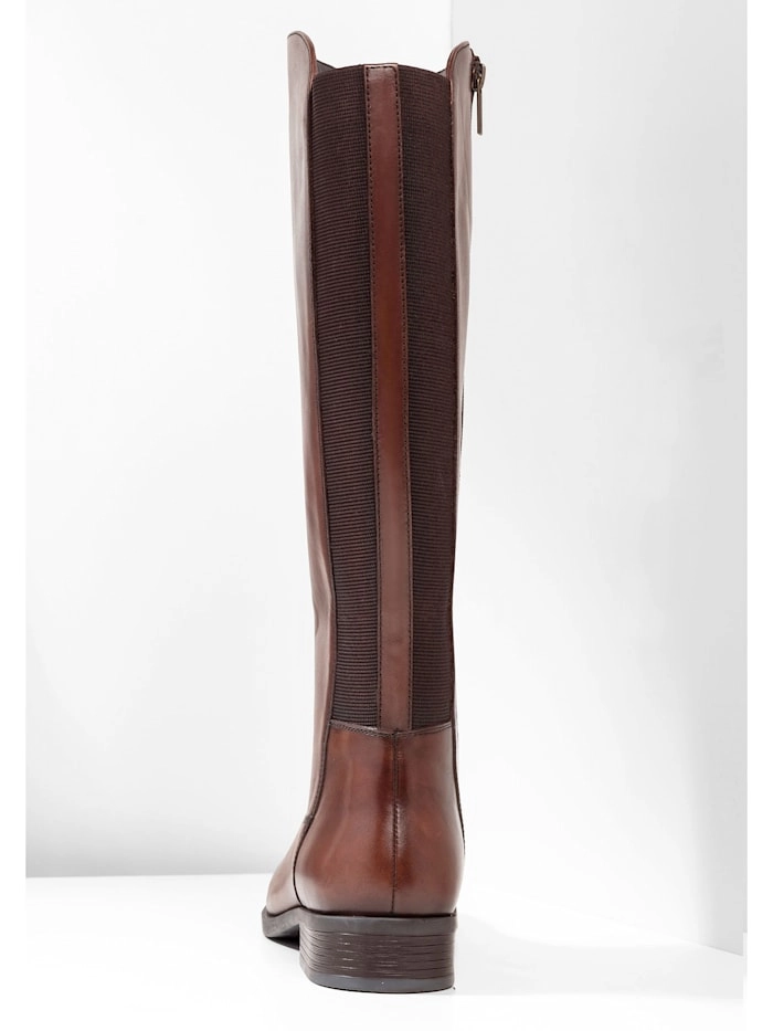 Sheego »Weitschaftstiefel« Weitschaftstiefel aus Leder, mit Stretcheinsatz
